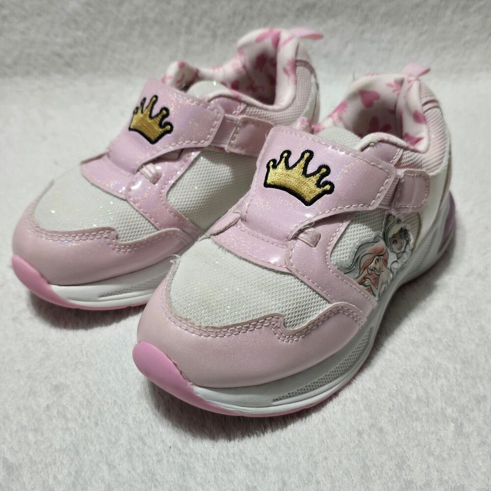Disney Princess Toddler Girls' Sz 11 Light-Up Sneakers Pink White Athletic Shoes